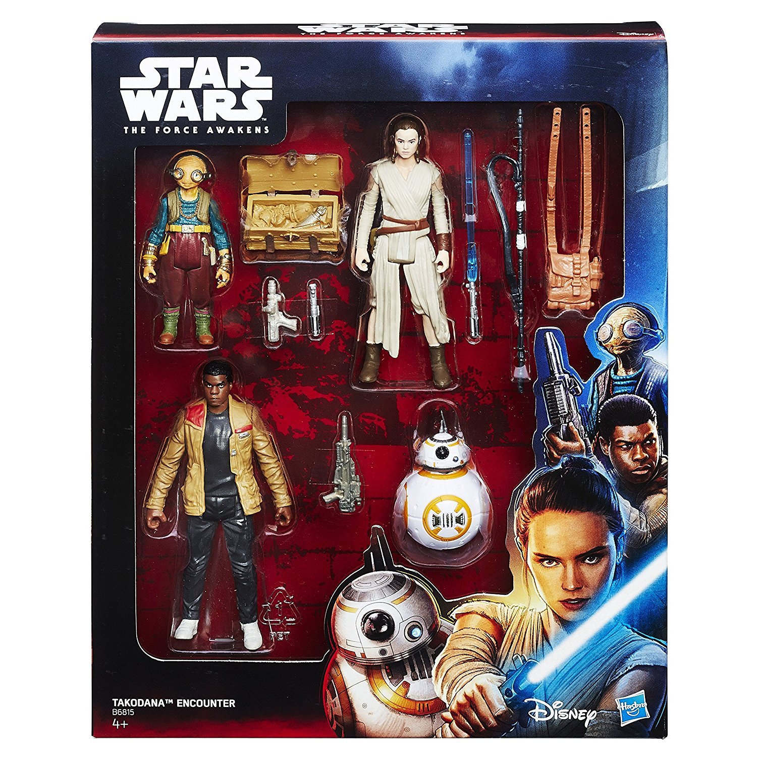 Star Wars Force Awakens Takodana Encounter 4 Action Figure Playset, Rey Finn Maz Kanata BB-8