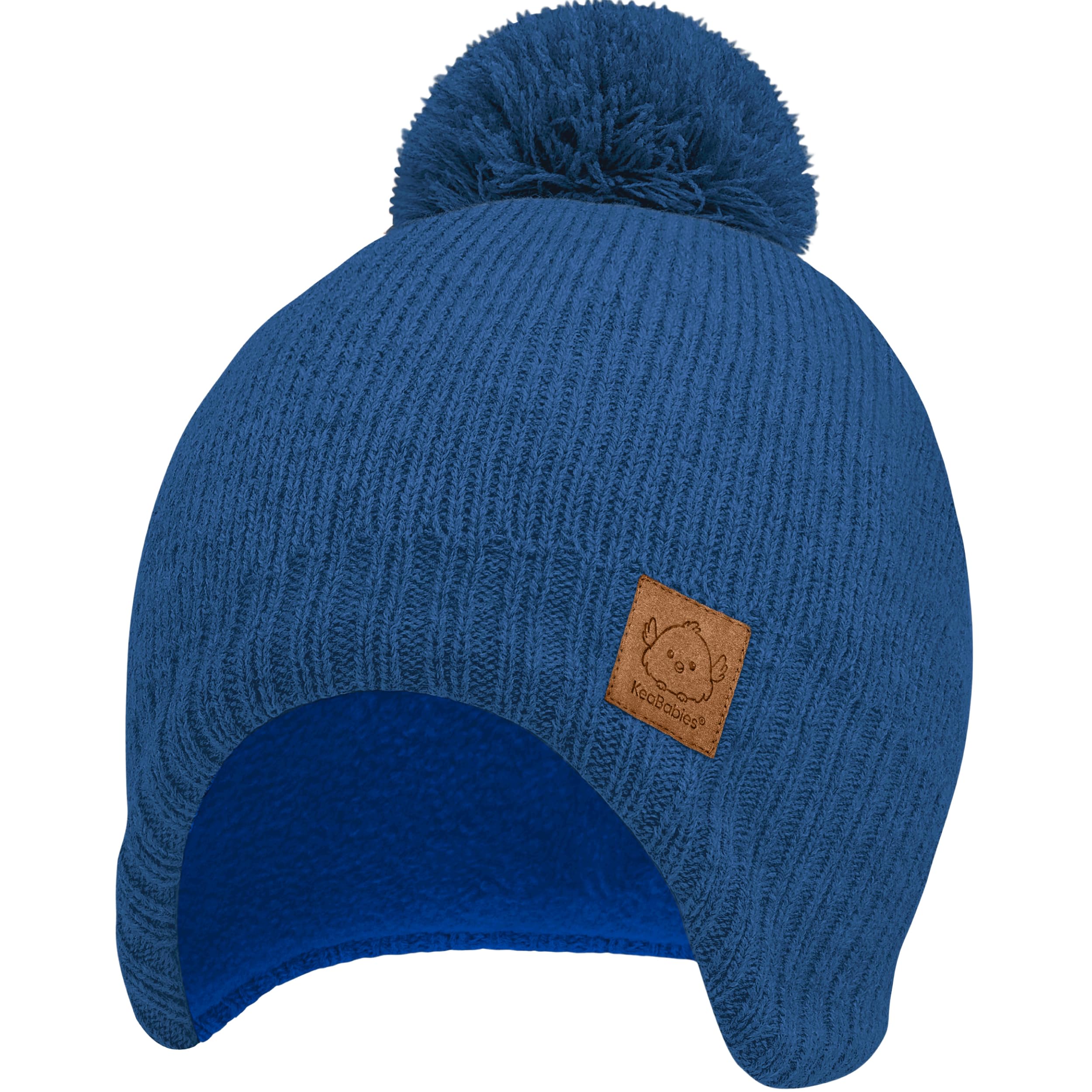 Photo 1 of Baby Beanies, Baby Hats for Boys, Girls - Cute Toddler Winter Hat, Soft & Stretchy Beanies for Infant, Newborn 6-36 months, Cozy & Warm with Earflap Muff & Pom (Cobalt)