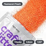 Hemway Fluorescent UV Neon Peach Glitter 100g Chunky Craft Resin Nail view 4