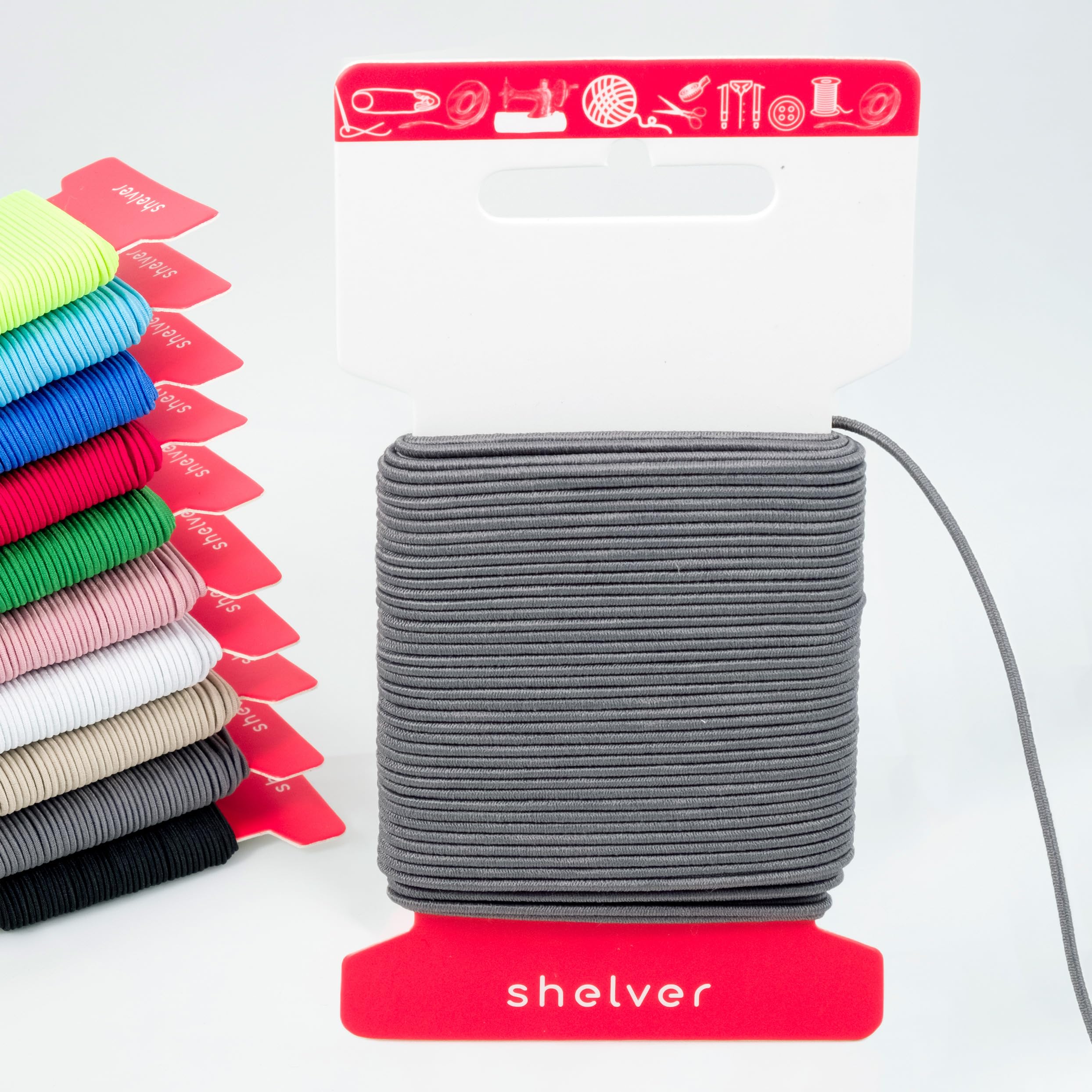 Shelver Premium Elastic Cord, 1.5mm Grey, 20m