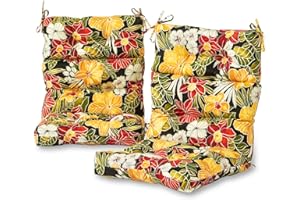 Greendale Home Fashions Outdoor 44 x 22-inch High Back Chair Cushion, Set of 2, Aloha 2 Count