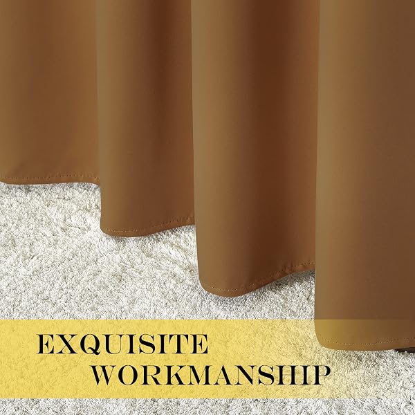 NICETOWN SLIDING DOOR CURTAIN 108 INCHES LONG – BLACKOUT THERMAL INSULATED GROMMET ROOM DIVIDER PRIVACY DRAPE FOR PATIO GLASS DOOR, 1 PANEL, GOLD BROWN, 100 INCH EXTRA WIDE