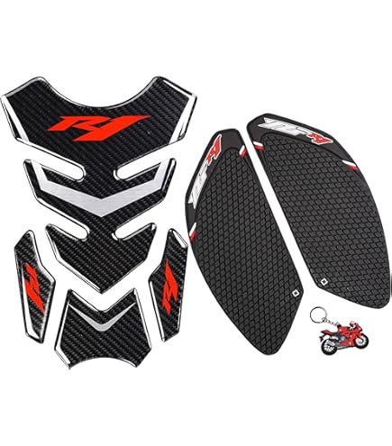 Midimttop Moto Anti Slip Side Fuel Tank Pad Cover Protector Sticker Decals Gas Knee Grip Traction Compatible With YZF-R6 2008 2009 2010 2011 2012 2013 2014 2015 2016 (Black