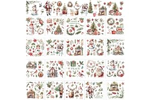 Dispowreath 25 Sheets Christmas Rub on Transfers Stickers for Crafts and Furniture Decor Xmas Tree Santa Gnome Transfers Vintage Christmas Decals for Wood Fabric Home DIY, 5.9 x 5.9 (Santa Claus)
