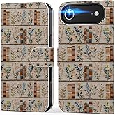 DEENAKIN for iPhone Air Wallet Case with Card Holder + Cash Clip, RFID-Blocking, UV-Printed Artwork, Magnetic Closure with Leather Kickstand, Protective Phone Cover for iPhone 17 Air - Floral and Book