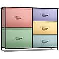 Sorbus Kids Dresser with 5 Drawers - Storage Chest Organizer Unit with Steel Frame, Wood Top & Handles, Tie-dye Fabric Bins for Clothes - Wide Furniture for Bedroom Hallway Kids Room Nursery & Closet