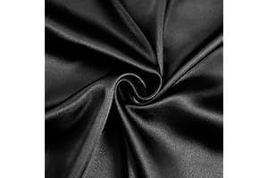 Horbaunal Black Satin Fabric 60 Inch Wide by The Yard, Soft Charmeuse Satin Fabric for Wedding Dress, DIY Craftings, Costumes, 1 Yard