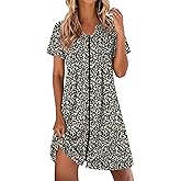 EKOUAER Women Zipper Robes Short Bathrobe Lightweight Mumu Duster House Coat with Pockets Soft Moo Moo Nightgown