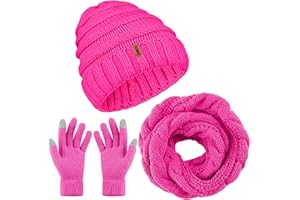 Aneco Winter Warm Knitted Scarf Beanie Hat and Gloves Set Men & Women's Soft Stretch Hat Scarf and Mitten Set