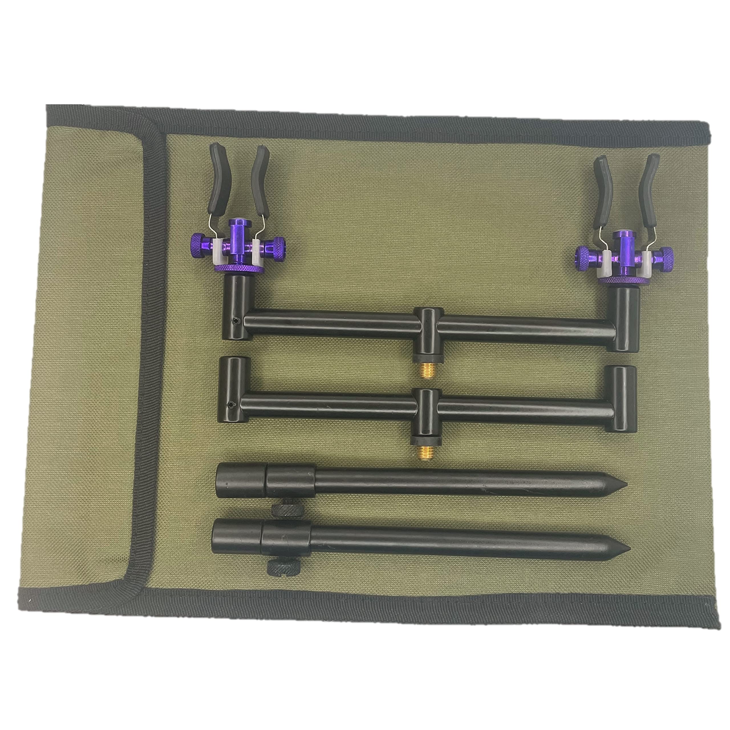 Lidsters 2 Rod Buzz Bar Set Black 20-30 CM Bank Sticks 20CM Bars Carp Fishing Purple Adjustable Rests