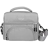 Bentgo Deluxe Lunch Bag - Durable and Insulated Lunch Tote with Zippered Outer Pocket, Internal Mesh Pocket, Padded & Adjustable Straps, & 2-Way Zippers - Fits Most Lunch Boxes (Gray)