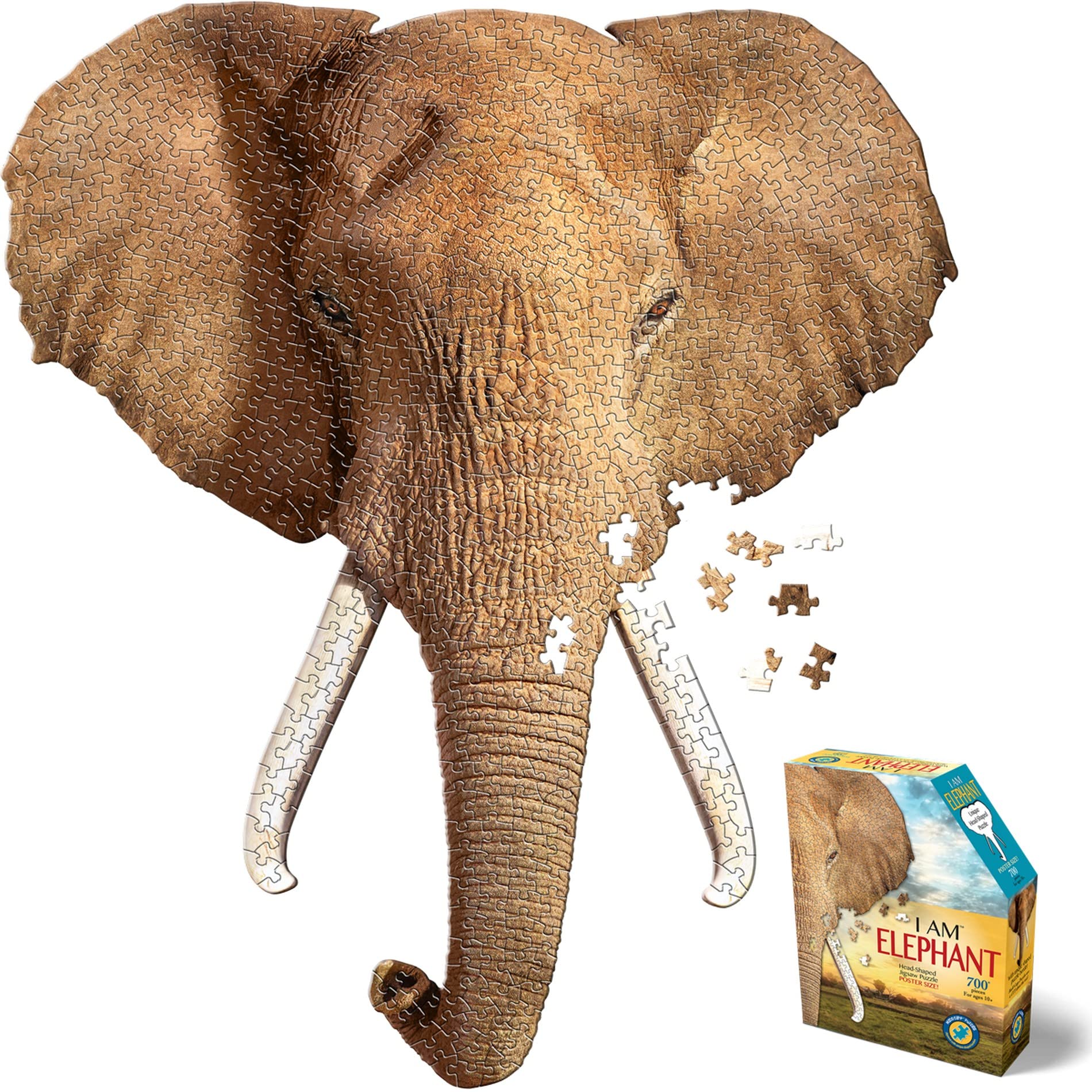 Madd Capp Puzzles - I AM Elephant - 700 pieces - Animal Shaped Jigsaw Puzzle