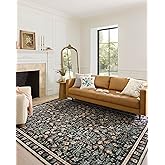 Loloi Rifle Paper Co. Eden Collection EDE-02 Accent Rug feat. CloudPile 2'-3" x 3'-9" Mughal Garden Black Rectangular 0.38" T