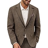 PJ PAUL JONES Mens Blazer Vintage Wool Blend Sport Coat Herringbone Tweed Blazer Suit Jacket with Pocket Square