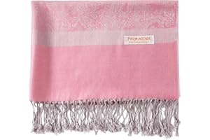 Becolored Paisley Scarf Shawl Jacquard Wrap Stole Two Tones Vintage Soft Lightweight With Fringes Reversible