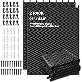 2 PCS Extra Large Sound Dampening Blanket,96"x 80" Sound Absorbing Studio Blanket Panel with Grommets for Wall Hanging,Noise 