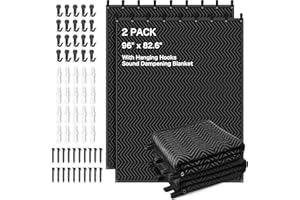 AODYOW 2 PCS Extra Large Sound Dampening Blanket,96"x 80" Sound Absorbing Studio Blanket Panel with Grommets for Wall Hanging,Noise Cancelling Studio Acoustic Curtain/Light Blocker/Soundproof Moving Blanket