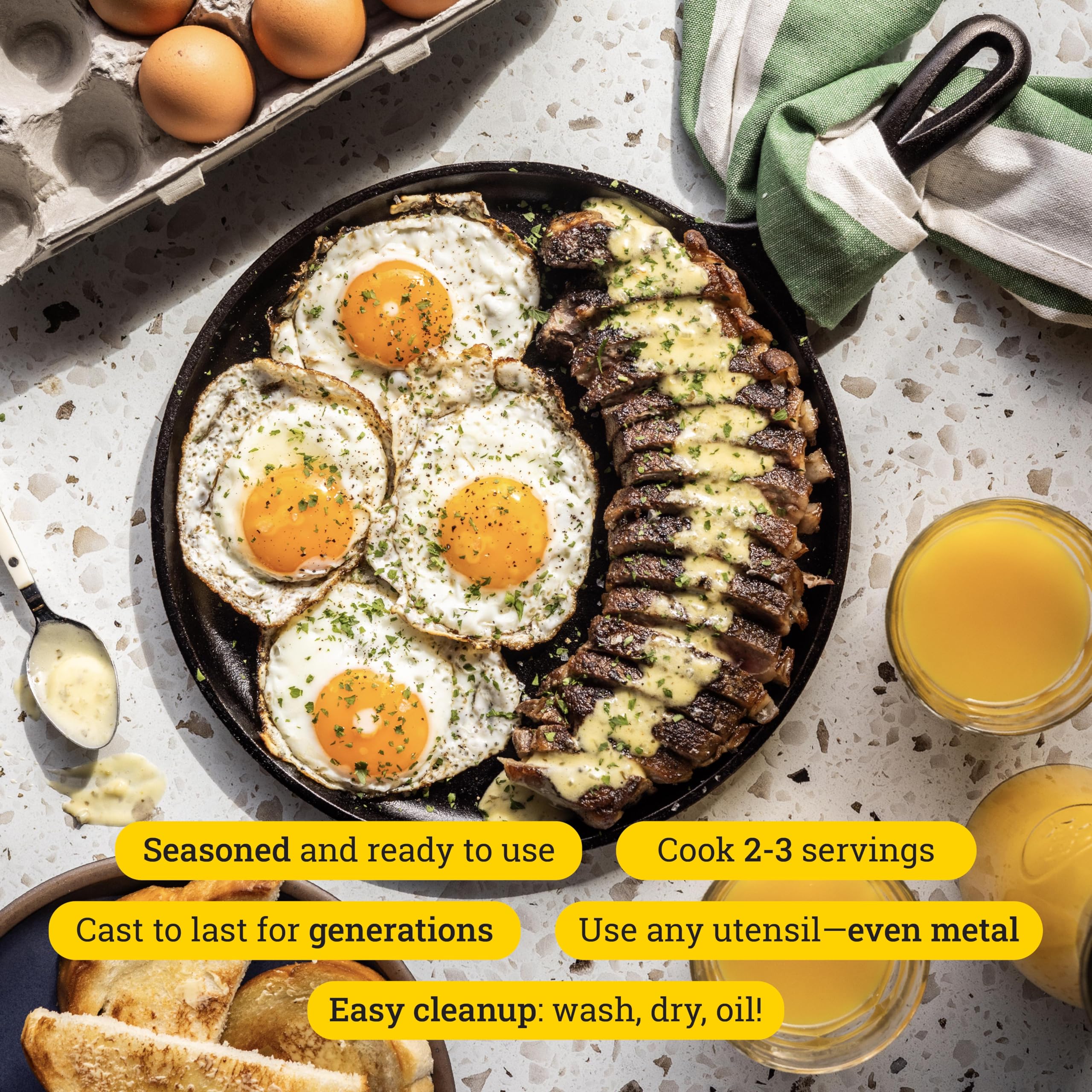 Lodge L9OG3 Cast Iron Round Griddle, Pre-Seasoned, 10.5-inch - Made in USA, Compatible with Stovetop, Oven, Grill & Campfire