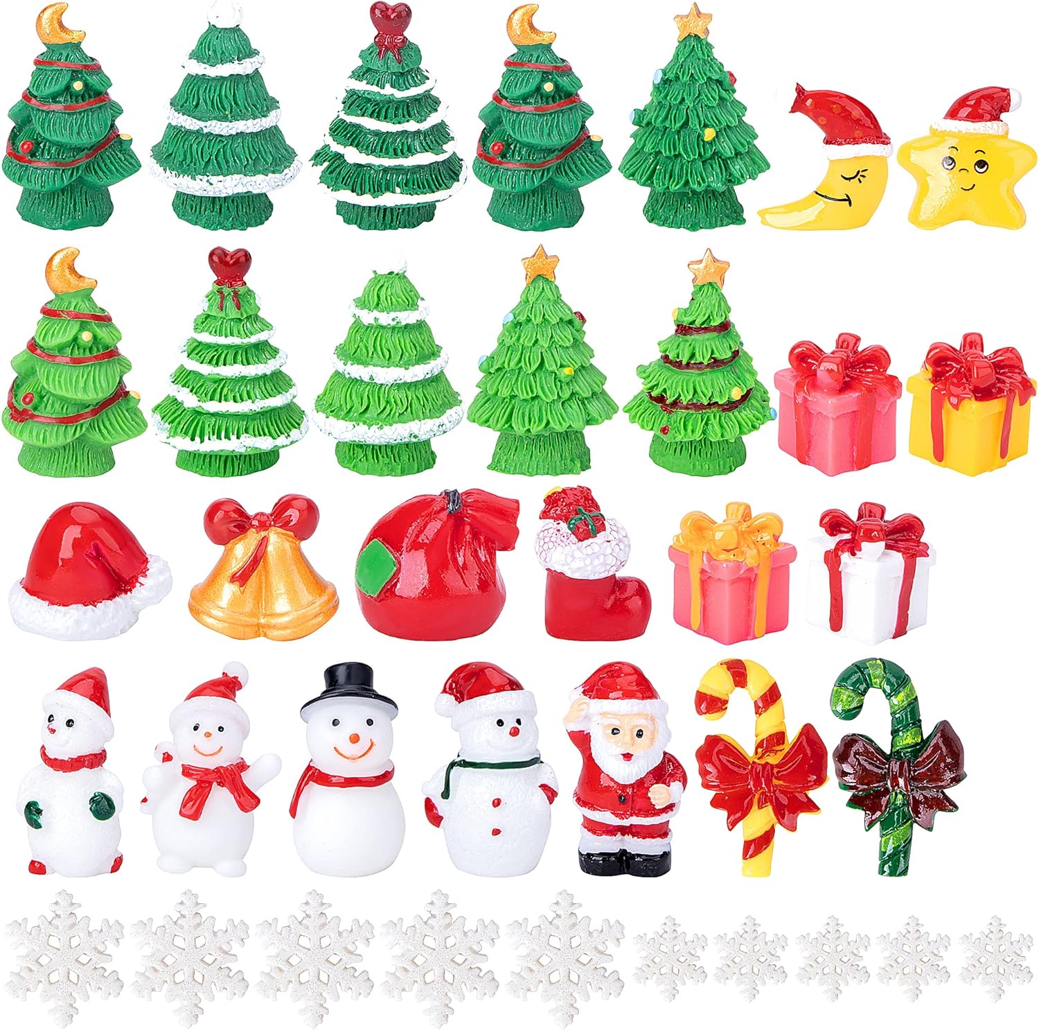 Ornaments - Iceyyyy 37 Pcs Mini Resin Christmas Ornaments - Mini Christmas Theme Resin Miniature Pendant Decoration DIY Kit(Pattern at Random)