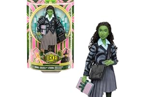 Mattel Universal Wicked Elphaba Fashion Doll & Accessories with Green Skin, Braided Black Hair, Posability & Removable School Uniform