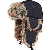 The Hat Depot Trapper Hat for Men and Women, Winter Faux Fur Hat with Ear Flaps, Windproof Warm Snow Cap