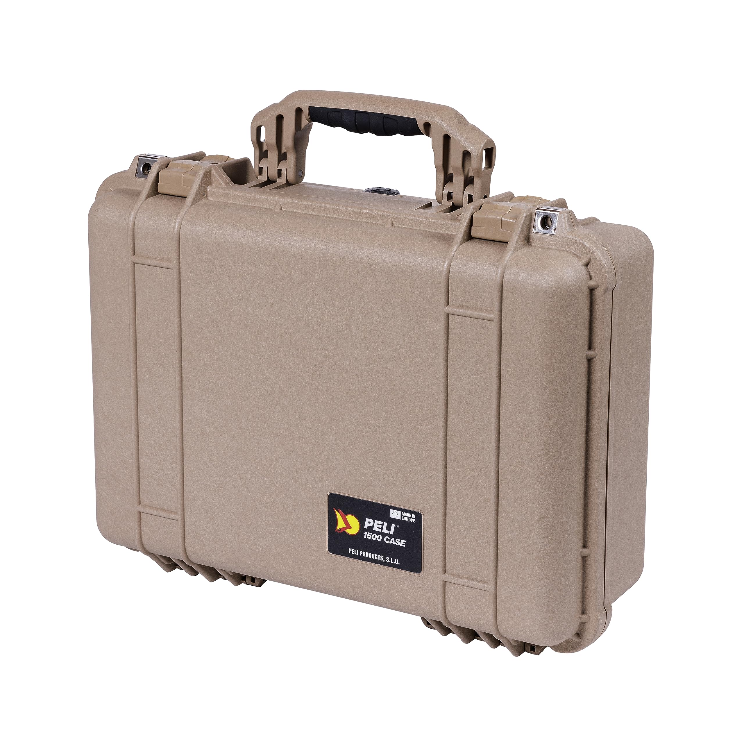 PELI 1500 Shockproof Case for Electronics and AV Systems, IP67 Watertight and Dustproof, 40L Capacity, Made in Germany, No Foam, Desert Tan โ image 1