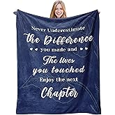 Farewell Gifts for Man Women, Coworker Boss Leaving Job Gifts, Goodbye Going Away Gifts, Employee Appreciation Gifts， Retirement Gifts for Teacher Nurse Doctor Mom, Farewell Blanket 50"X60"- Blue