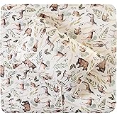 Pobibaby Premium Twin Full Sheets Sets, Kids Double Bed Sheets in Cotton Blend | Ultra-Soft Woodland Camping Print with Fitted Sheet, Flat Sheet & Pillowcases (Twin Wildlife Animal)