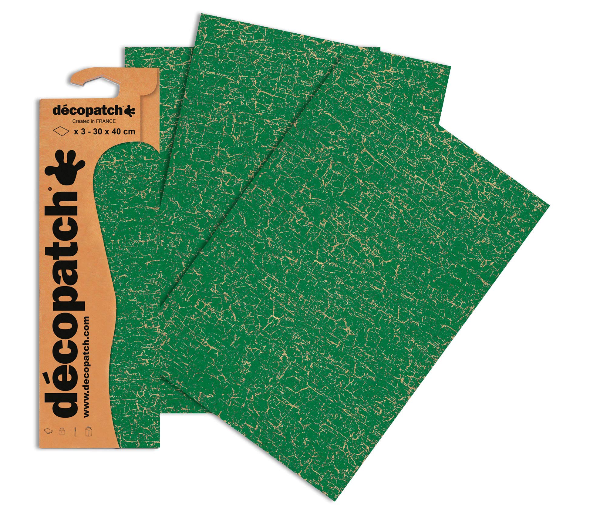 Décopatch Green/Brown Crackle Paper, 30x40cm (Pack of 3 sheets)