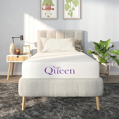 NapQueen 8 Inch Twin Size Mattress, Bamboo Charcoal Memory Foam Mattress, Bed in a Box