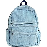 YunZh Denim Backpack Casual Style Lightweight Jeans Backpacks Classic Retro Travel Daypack