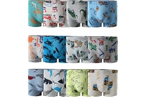 Boboking Boys Soft Boxer Briefs Dinosaur Shark Toddler Kids Underwear 12 Pack.2-12 Years