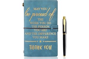 FENGCO May You be Proud of the work You Do Leather Journal & Pen Set Employee Appreciation Gift Thank You Gift office supply Inspirational Notebook for Coworker Team Colleague (A6,Blue)
