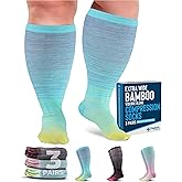 Doctor's Select 3 Pairs Plus Size Compression Socks Wide Calf | Bamboo Viscose Knee High Socks for Circulation Support | Wide Compression Socks