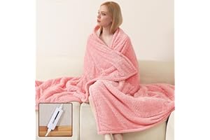 JTE Flannel Heated Blanket Throw, Luxury Fast Sherpa Electric Blanket, ETL Certification Heating Blanket with 5 Heating Levels & 3 Hours Auto Off Machine Washable