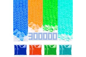 Seifar 300000 Pcs Gel Balls Blaster Ammo Splat Refill (7-8 mm, 30 Pack), Orange,Green, Blue,Light Blue Gel Splatter 7.5mm Blaster Bullets, for Ages 14+
