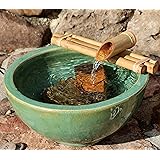 Bamboo Accents Water Fountain for Yard, Indoor/Outdoor Fountain, 12” Wide Three-Arm Style Base, Smooth Split-Resistant Bamboo