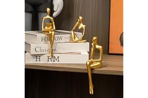 Prettidecor Gold Home Decor Thinker Statue Accents, Set of 3 Thinker Sculptures Office Decor Modern Abstract Resin Decoration on Shelf Table Desk for Living Room Office Bedroom (Small Gold)