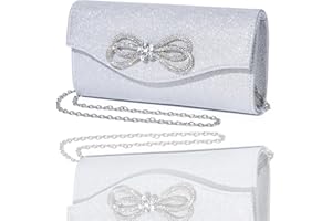 MUDUO Womens Evening Bag Sparkly Bow Clutch Purse Wedding Party Purses Glitter Rhinestone Cocktail Prom Handbags
