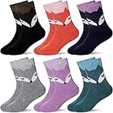 Eocom Kids Wool Socks Winter Warm Wool Hiking Thermal Thick Boot Cozy Crew Socks for Toddlers Boys Girls 6 Pairs