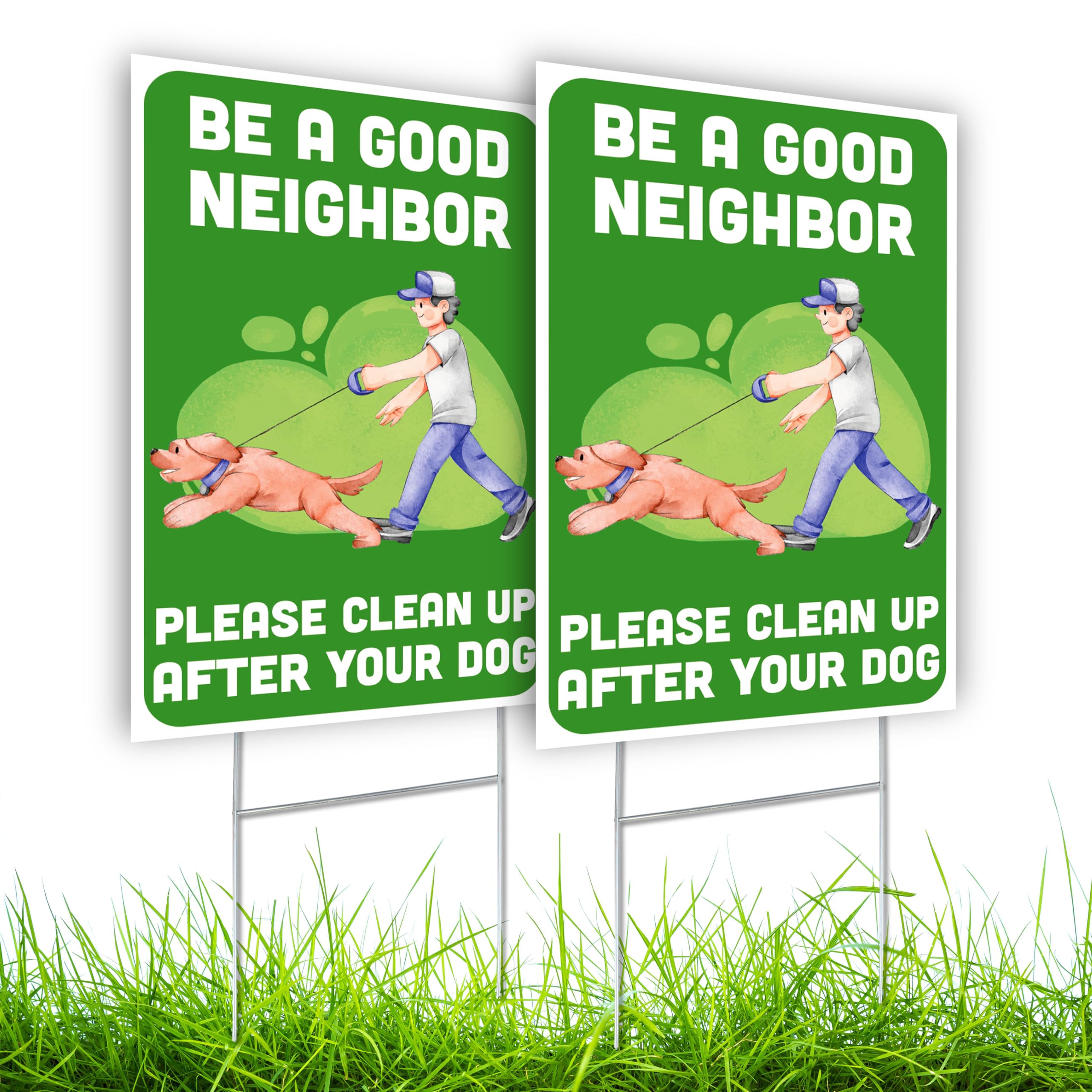 2 PC Be a Good Neighbor - Clean Up After Your Dog Signs 8x12 inches DS Coroplast