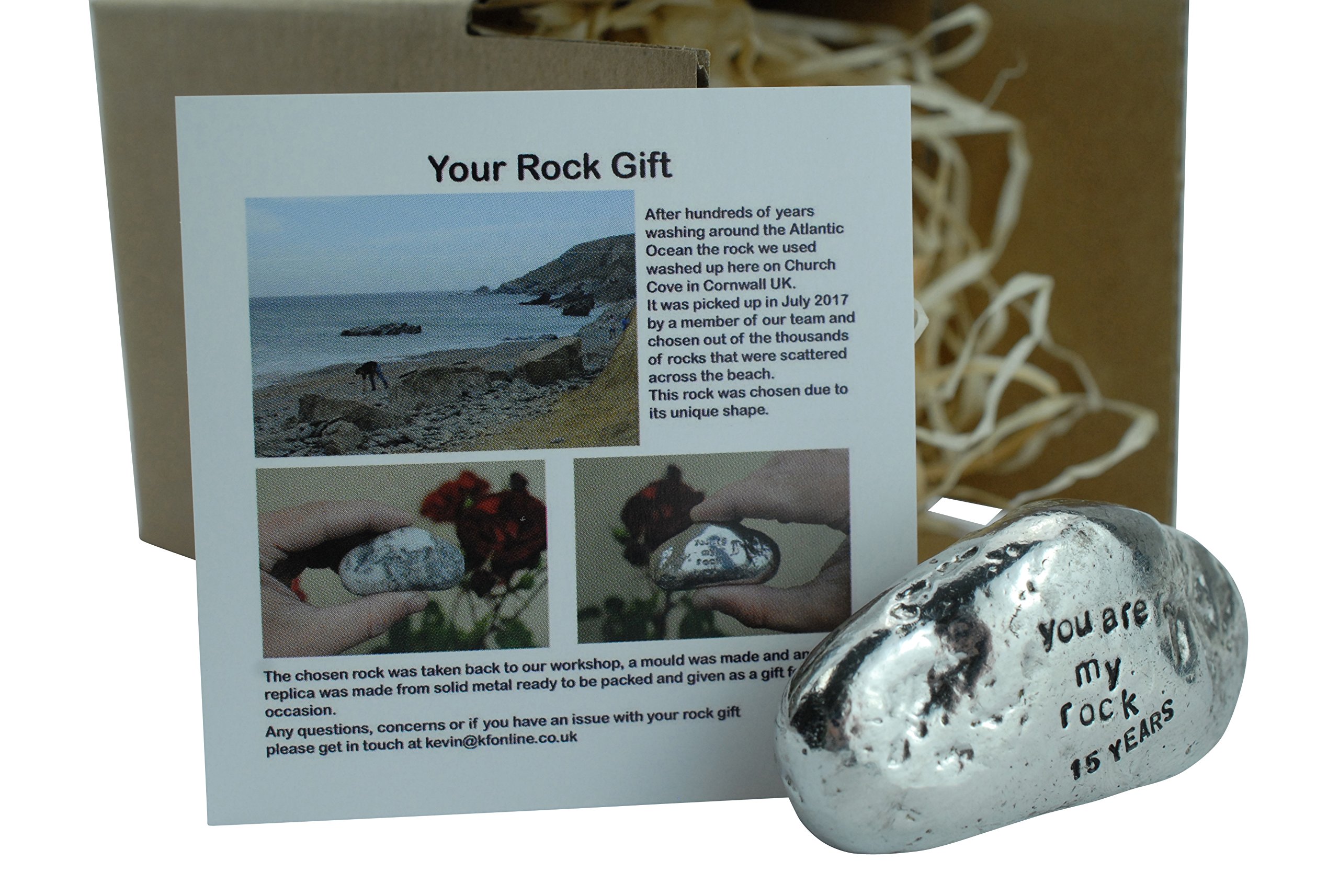 Pirantin 15th Anniversary You Are My Rock Gift Idea - Solid Metal Heavy Polished Rock Gift for 15 Year Anniversary