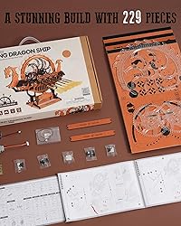 ROBOTIME LK802 Viking Dragon Ship Mechanical Wooden