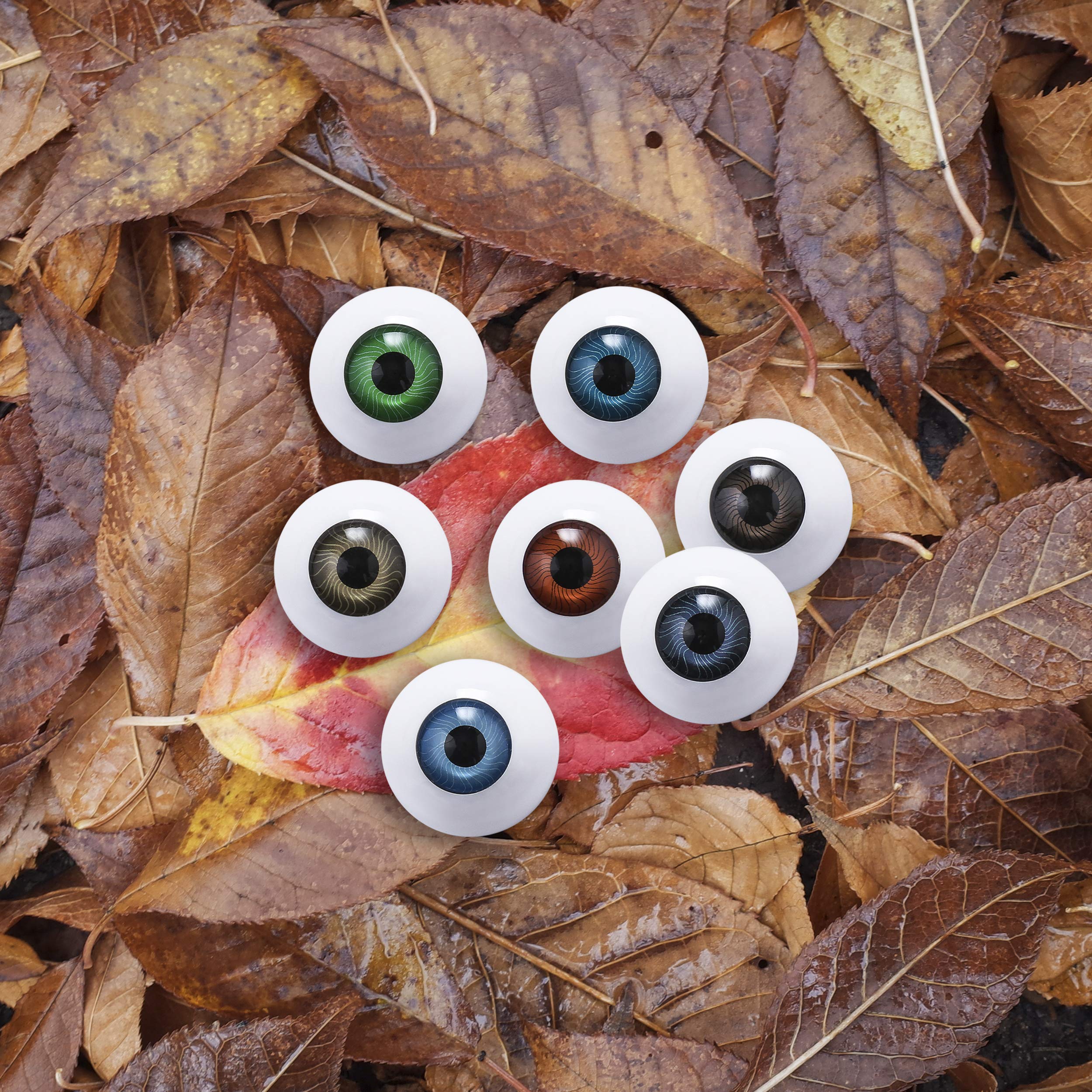 Tanlee 20 pieces 26mm / 1 Inch Halloween Eyes Scary Eyes Plastic Half Round Doll Eyeballs Halloween Horror Props for Halloween DIY Accessories, 7 Colors
