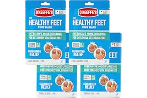 O'Keeffe's for Healthy Feet Intensive Moisturizing Foot Mask; Guaranteed Relief for Extremely Dry; Rough Feet; One Pair Single-Use Hydrating Foot Mask Socks; (Pack of 4)