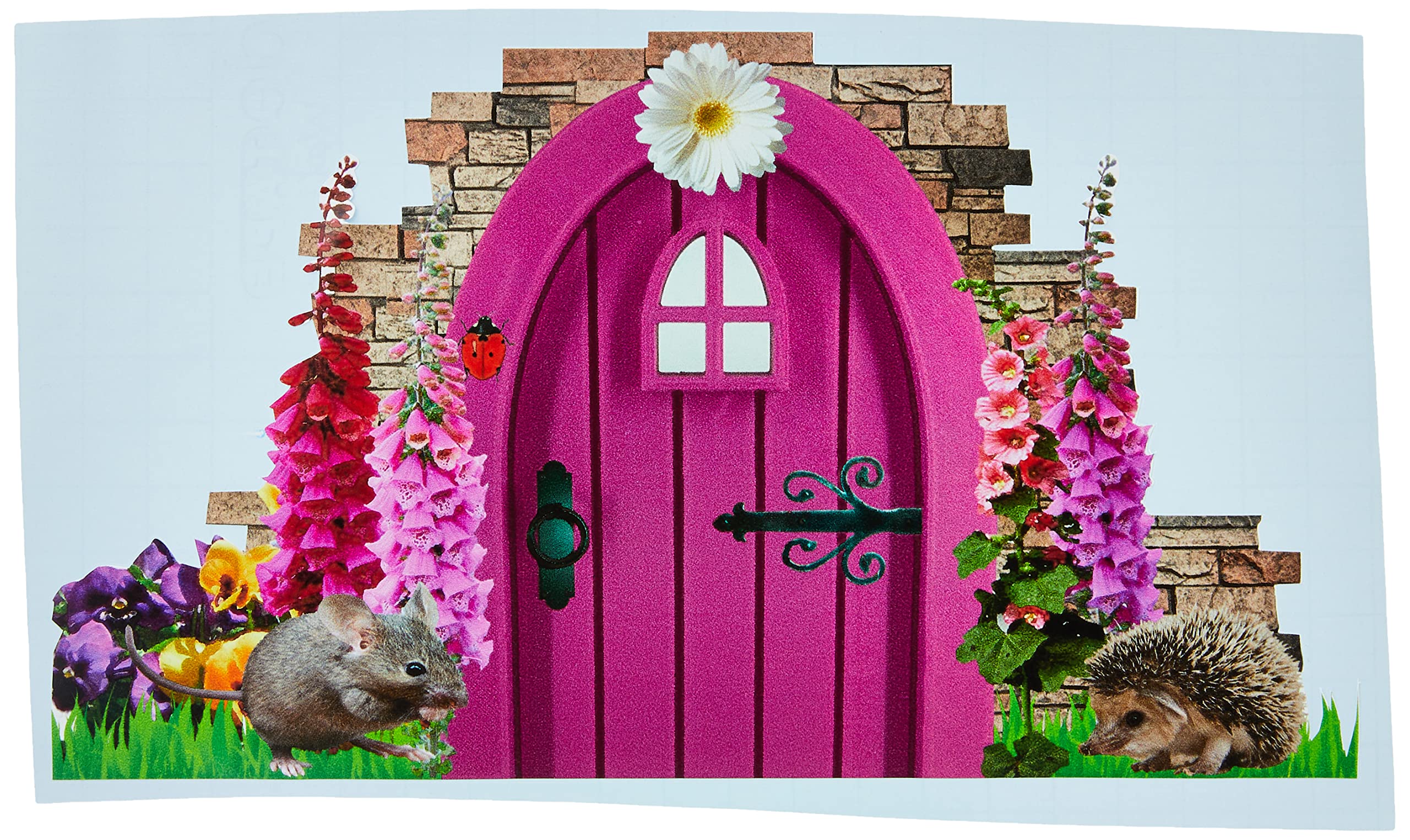 60 Second Makeover Limited Full Colour Purple Fairy Garden Pixie Door Wall Stickers Decal Foxgloves Hedgehog Mouse Fairy Door Wall Sticker Self Adhesive Vinyl Decal