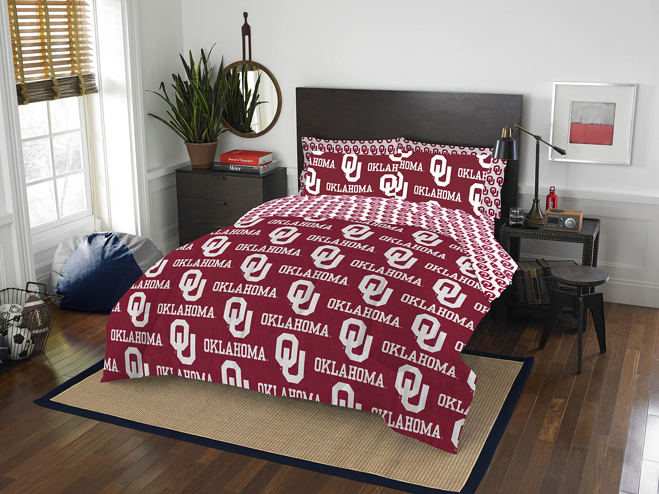 Northwest NCAA Oklahoma Sooners Unisex-Adult Bed in a Bag Set, Queen, Rotary Image
