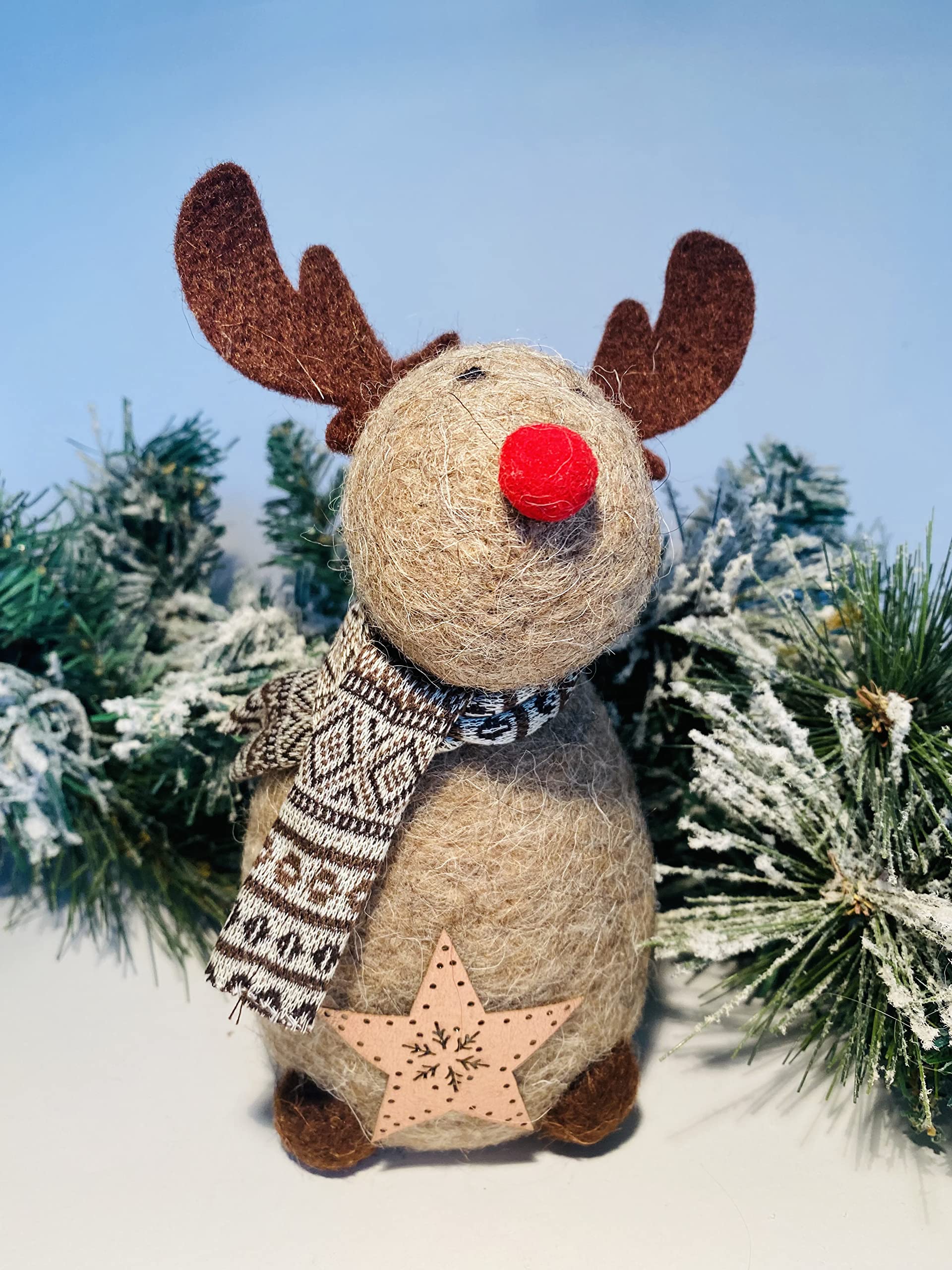 Mezzaluna Gifts Rustic Reindeer Fabric Finish Christmas Ornament