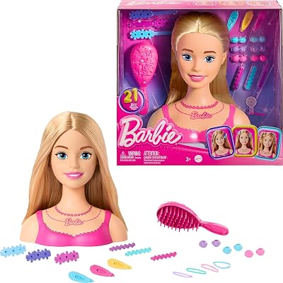 Barbie Styling Head Blonde Hair with 20 Colorful Accessories Toy