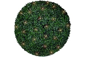 3rd Street Inn Boxwood Lighted Topiary Ball - 19" Artificial Pre-Lit Christmas Topiary Plant - Indoor/Outdoor Decorative Light Plant Ball - Wedding and Holiday Decor (2-Pack)